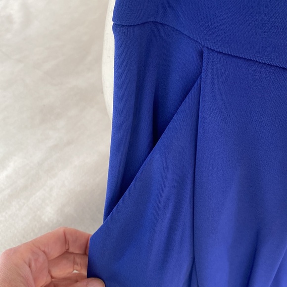 Giorgio Armani black label wide leg flowy pants, electric blue, silk insert IT46 - Picture 6 of 15